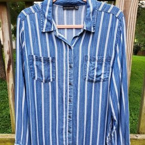 Blue Striped Tencel Shirt